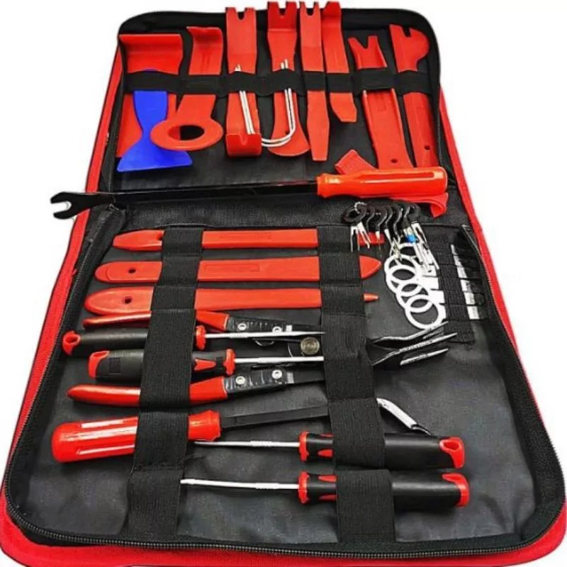 Kit 23 Outils De Démontage Pour Garniture Auto – Radio, Tableau De Bord – Nylon Rouge