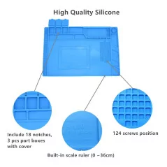 TXINLEI S160 LARGE ANTI-STATIC HEAT INSULATION SILICONE REPAIR WORK MAT FOR SOLDERING AND COMPUTER REPAIR, THE SIZE 17.7 X 11.8