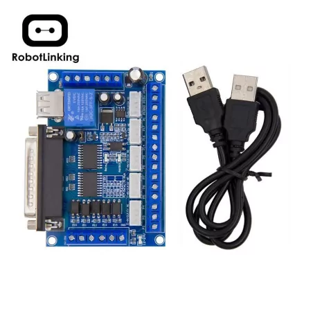 5 Axis CNC Interface Adapter Breakout Board For Stepper Motor Driver Mach3 + USB Cable