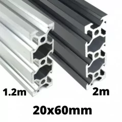 Aluminium V-SLOT 2060 1.2M, 2M Noire, Gris Aluminium V-SLOT 2060 1.2M, 2M Noire, Gris