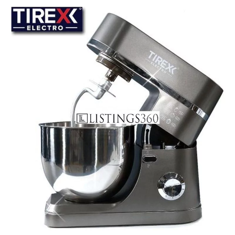 Pétrin TIREXX PTR90G - Bol 7L, 1200W, Puissant, Design Élégant Argenté