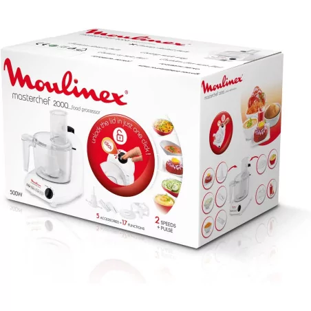Moulinex Master Chef Robot multifonction, Puissance 500 W, 2 vitesses + fonction pulse, Râper, trancher, hacher, émulsifier ‎