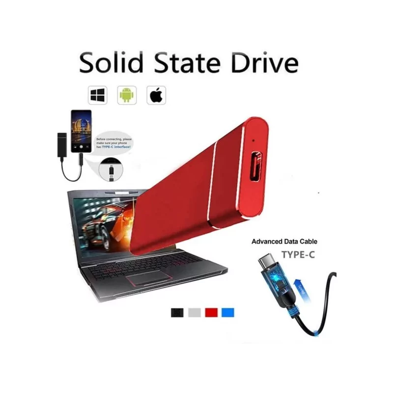 Disque dur externe portable 1To USB 3 1 Type C ultra fin à haute vitesse