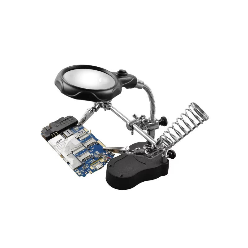 Loupe De Troisième Main MG16126A (2 LED + Compartiment 3 Piles)