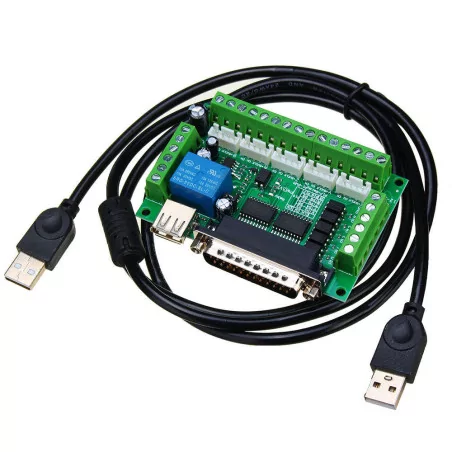 Mach3 5 Axis CNC Interface Adapter Breakout Board For Stepper Motor Driver + USB Cable