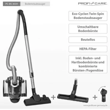 Aspirateur ProfiCare PC-BS 3039, Blanc et Noir, 700 W 2