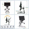 Microscope numérique G1200 7 pouces grand écran LCD de base 12MP 1-1200X +2 LED