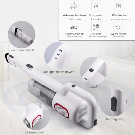 Aspirateur à main sans fil 2 en 1 pour la maison, collecte de poussière à haute puissance 3