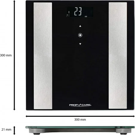 ProfiCareélectronique en verre avec insert en acier inoxydable, écran LCD multifonctionnel, commande tactile 4