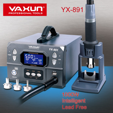 YAXUN station de soudage professionnelle YX891, pistolet à air chaud sans plomb, affichage numérique Intelligent, 1000W