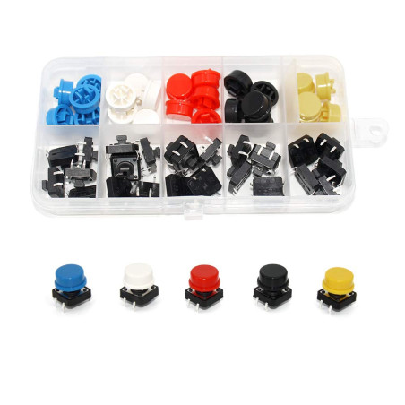25pcs Switch and Button Kit (12x12x7.3mm)