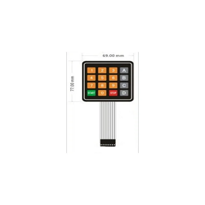 Dc 12 فولت 4x4 16 مفتاح مصفوفة غشاء التبديل abcd keypad keyboard 77x70x0.8 ملليمتر