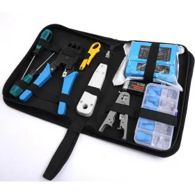 Kit d'outils de maintenance de réparation de câbles réseau 11 dans 1 -blue-