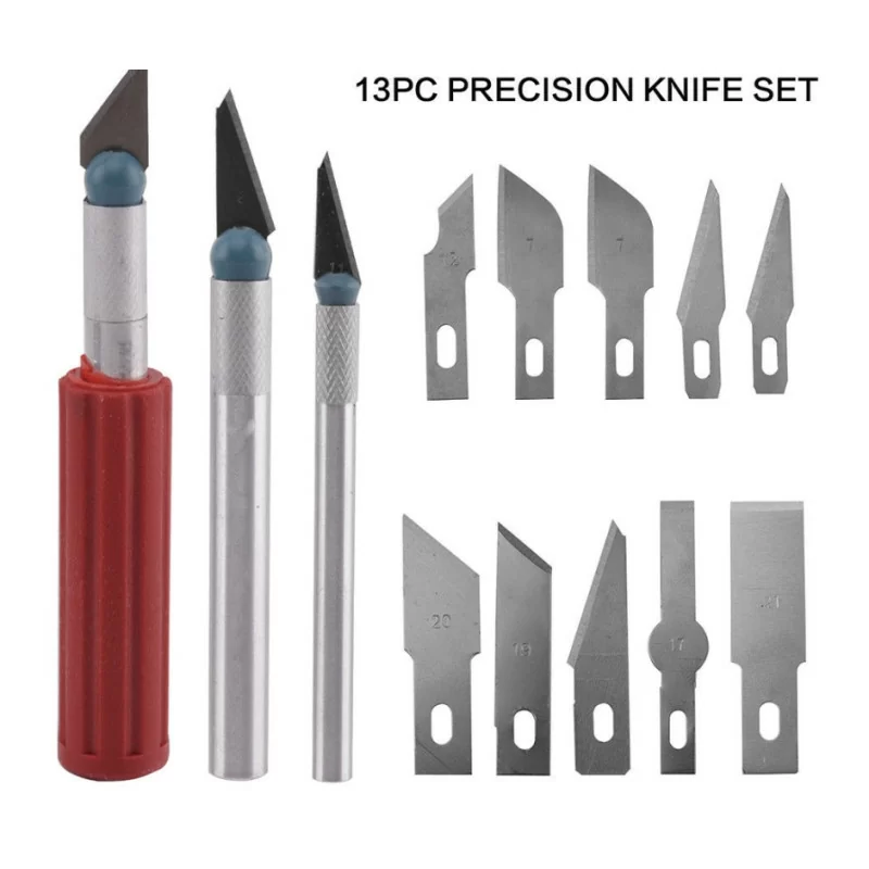 Multifunctional Pen Cutter 13pcs Manganese Steel Wood Carving Tool Set for Basic Detailed Carving Woodworkers A-5113