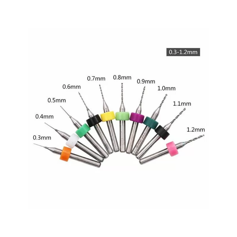 10Pcs 0,1mm 1,mm Drill Solid Tips For CNC