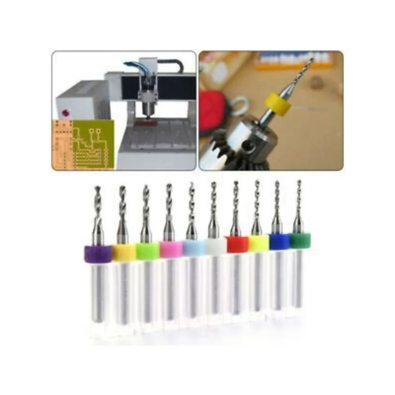 10Pcs 0,1mm 1,mm Drill Solid Tips For CNC