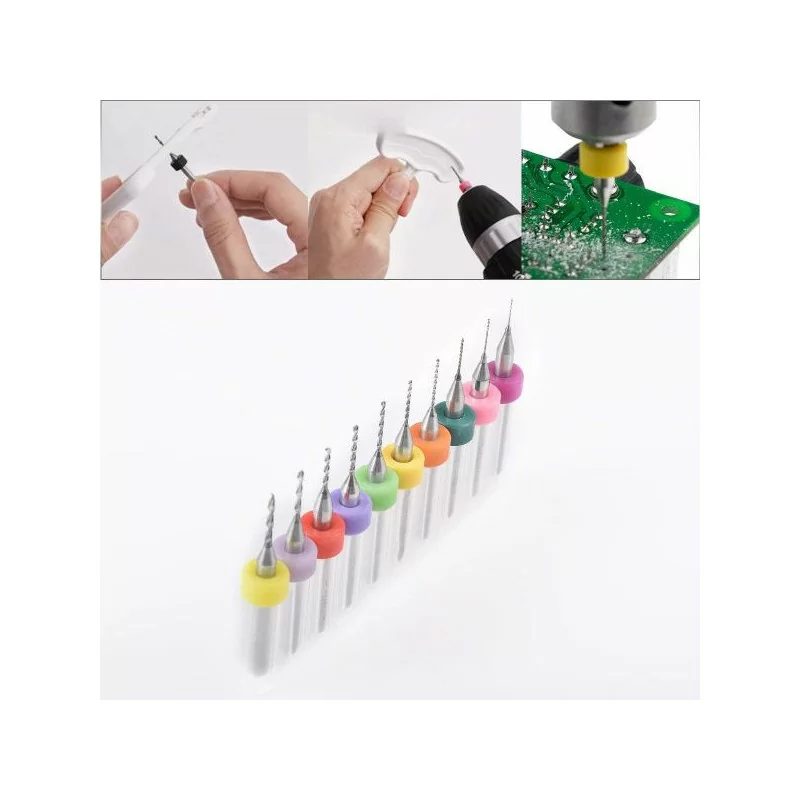 10Pcs 0,1mm 1,mm Drill Solid Tips For CNC