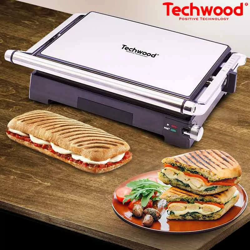 Techwood Grill Viande Panini - 2000 W - Tgd-2000-Noir- Inox