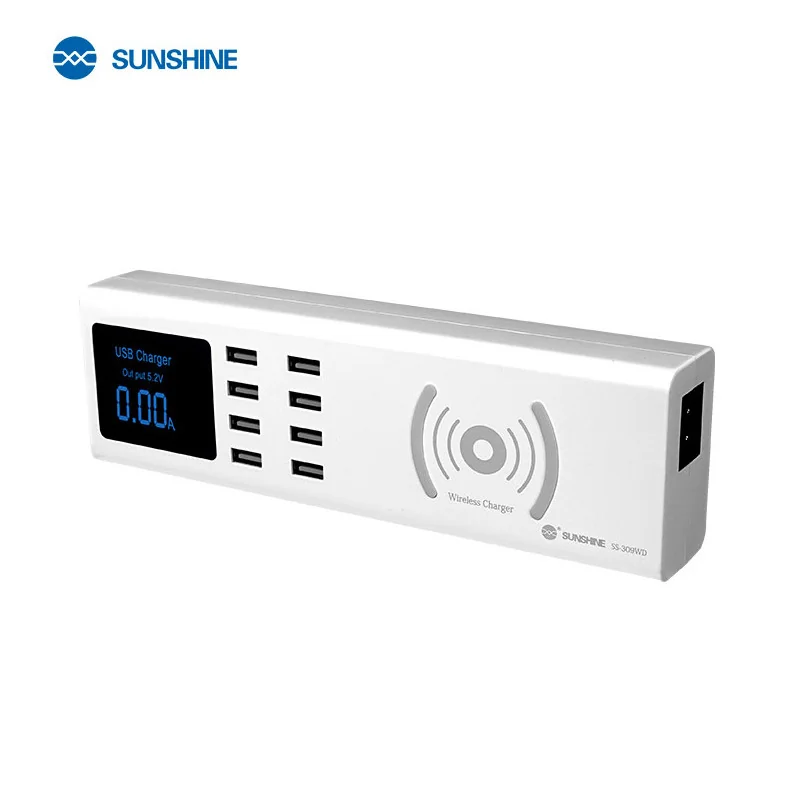 Chargeur Intelligent SUNSHINE SS-309WD 1+8 - Charge sans Fil et USB - Écran LED et Multi-Port USB