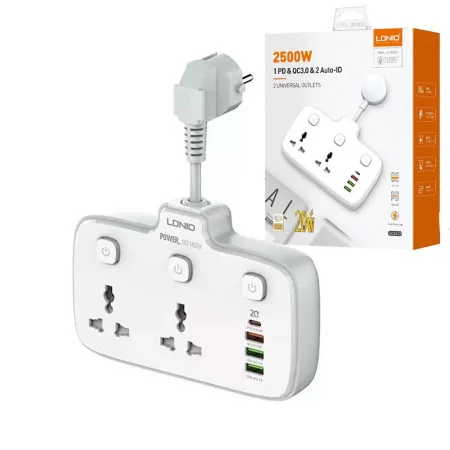 Multiprise LDNIO SC2413 avec 4 USB 20W et 2 prises électriques et veilleuse 3