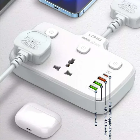 Multiprise LDNIO SC2413 avec 4 USB 20W et 2 prises électriques et veilleuse 4