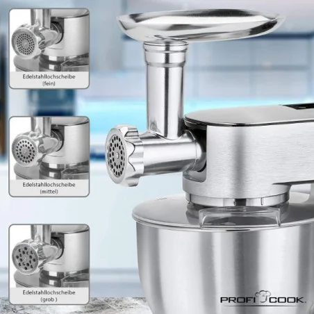 Proficook Petrin Pâtissier Multifonctions - 3 En 1 - Pétrir - Hacher - Blender - 1500 Watts -Argenté 3