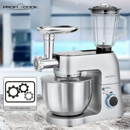 Proficook Petrin Pâtissier Multifonctions - 3 En 1 - Pétrir - Hacher - Blender - 1500 Watts -Argenté 8