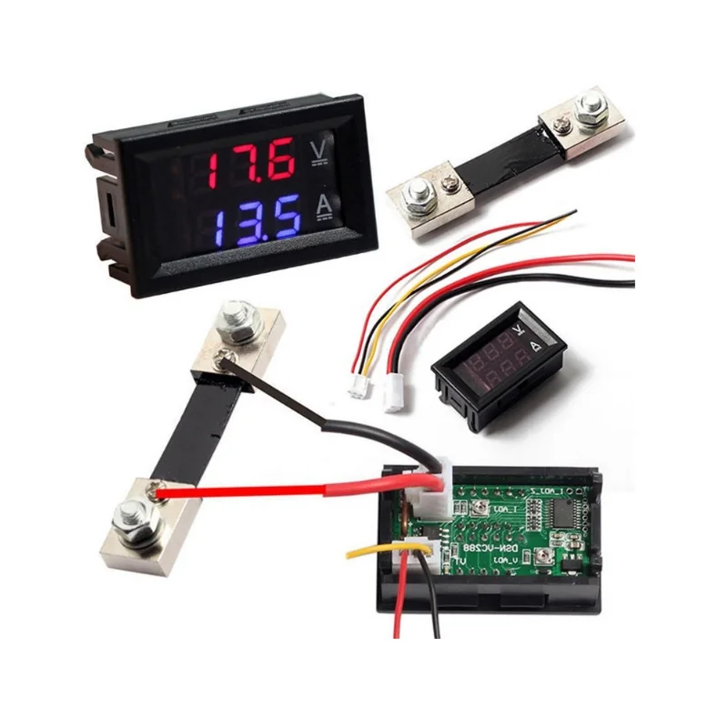 Ampèremètre Voltmètre Numérique Rouge Bleu LED DC 100V - 100A