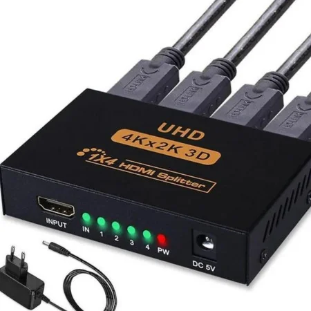 Splitter HDMI 1 Entrée 4 Sorties - 4K 3D Pour TV, PS4, Projecteur