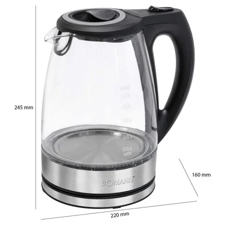 BOUILLOIRE ÉLECTRIQUE EN VERRE BOMANN 1,7 L- 2200 W- WKS-6032- 2