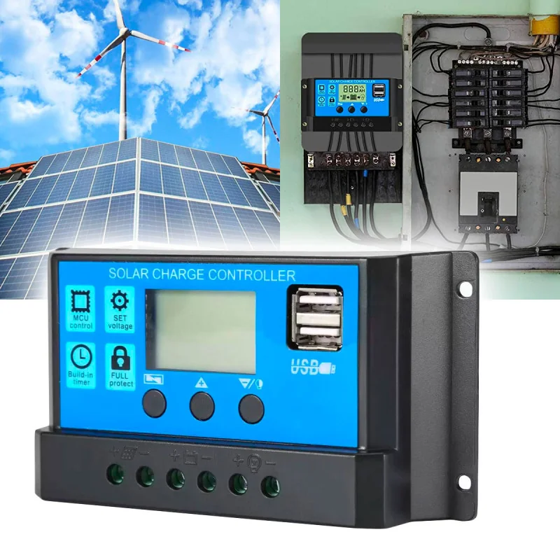 CONTRÔLEUR DE CHARGE SOLAIRE 30A 12-24V PWM AVEC SORTIE USB