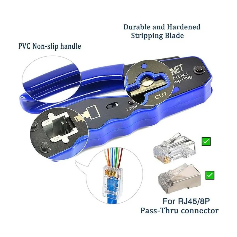 Pince a sertir Réseau ethernet RJ45 pour Cable Cat6 Cat5 8P8C MT-NA212