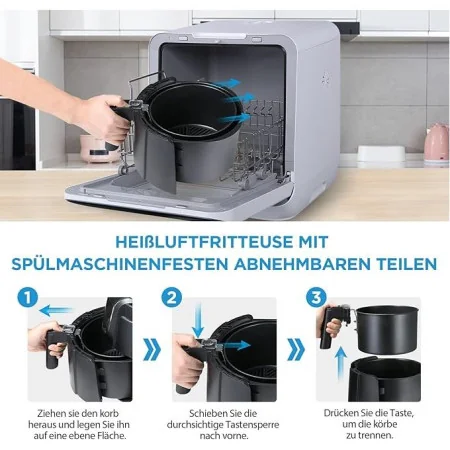 Midea Air Fryer 4L, Friteuse à air Chaud 90% Moins Grasse 1500WAirfryer Noir 4