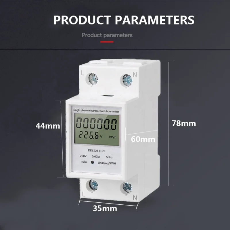 Compteur d'énergie électrique monophasé 220V 60A 50HZ