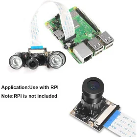 5MP Night Vision Camera + 2PCS IR Sensor LED Light For Raspberry Pi 2-3-Model B (Wide Angle Fisheye Lens ) S4104