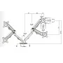 Support pour 2 Écrans 3D à Vérin – Bras Articulé Double, Compatibilité 14" à 27", Rotation 360°, Inclinaison Ajustable S1005-2
