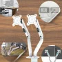 Support pour 2 Écrans 3D à Vérin – Bras Articulé Double, Compatibilité 14" à 27", Rotation 360°, Inclinaison Ajustable S1005-2