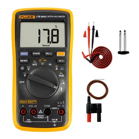 Original Fluke 17B+ Auto Range Digital Probe Multimeter Meter Temperature & Frequency