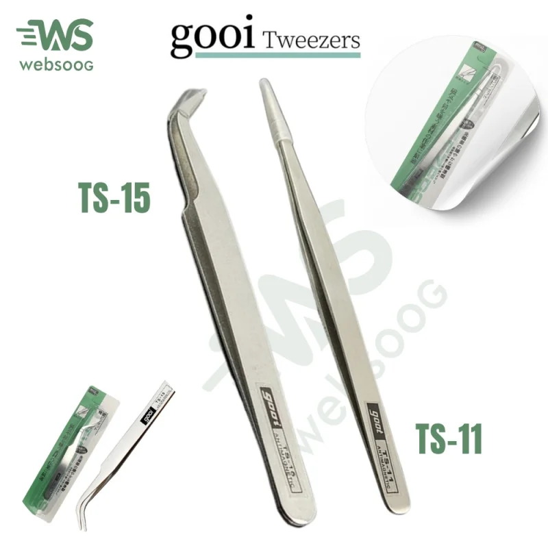 Pince à Épiler TWEEZER Gooi TS-15, TS-11 - Acier Inoxydable, Antistatique, Précision et Confort - Prix Abordable
