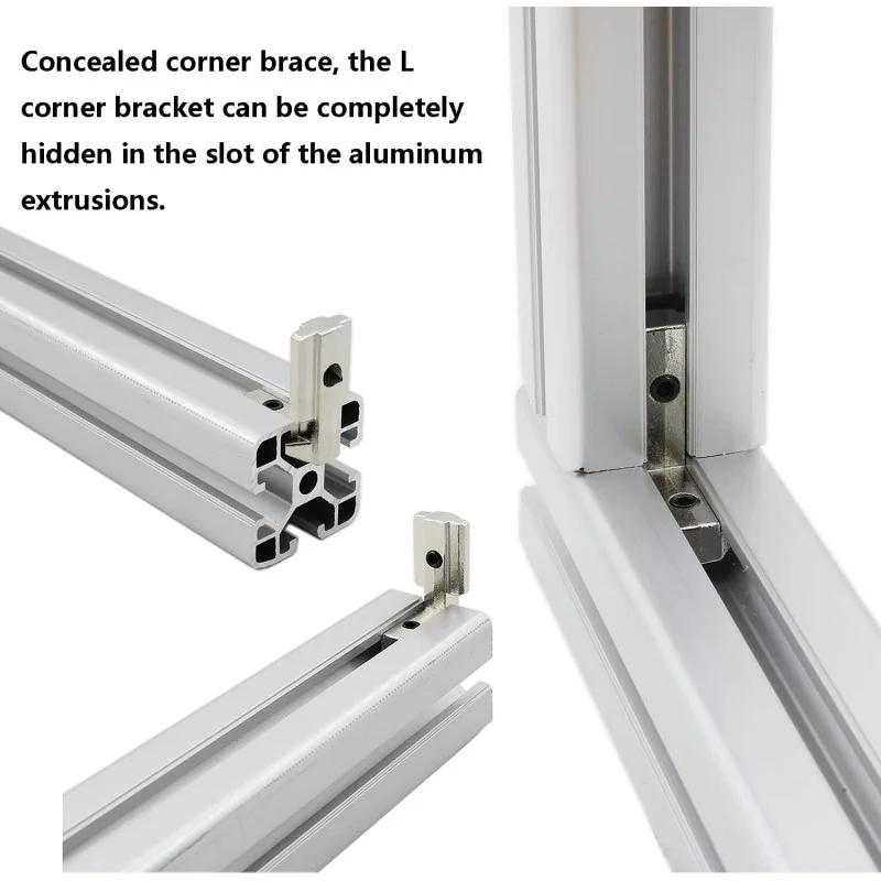 Équerre d'Angle en L pour Profilé Aluminium 2020 - Connecteur Intérieur, Vis M4*6, Idéal pour CNC