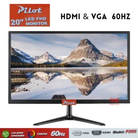 Écran PC Pilot 20 pouces – HD, VGA & HDMI, 60Hz, Design Élégant pour Bureau et Domicile