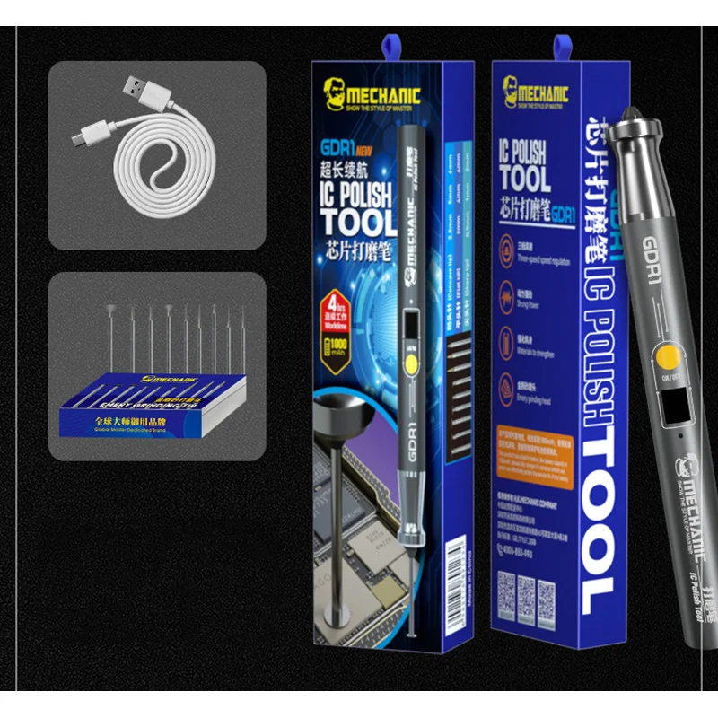 Stylo de Polissage et Gravure Intelligent MECHANIC GDR1 - Outil de Meulage et Découpe pour CPU, IC Téléphone, Batterie 1000mAh