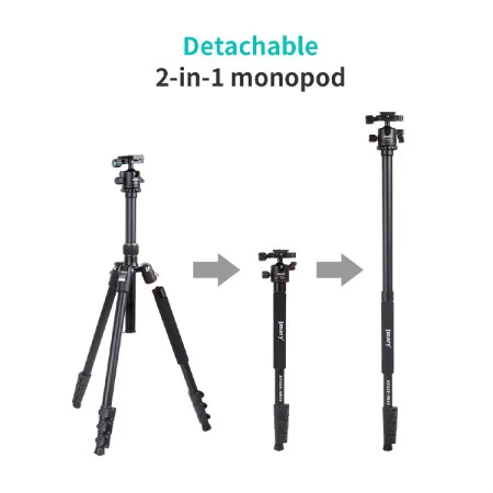 Trépied Professionnel Jmary KT325+NB30 avec Tête NB30 - Hauteur Maximale 1645mm pour Photographie et Vidéo 8