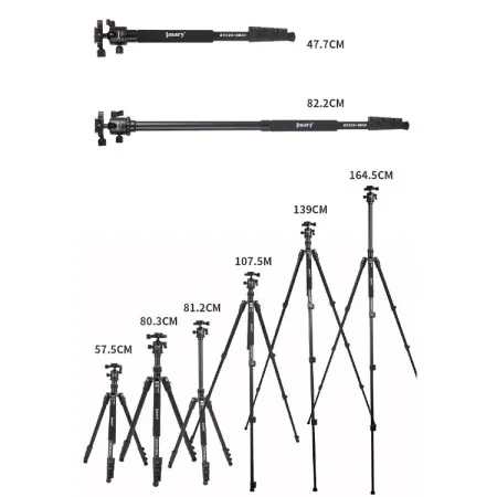 Trépied Professionnel Jmary KT325+NB30 avec Tête NB30 - Hauteur Maximale 1645mm pour Photographie et Vidéo 9