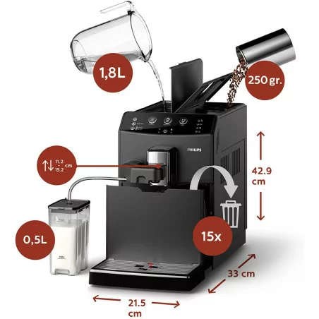 Philips HD8829/01 Série 3000 Machine Espresso Noir 4
