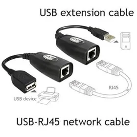 USB Extender - USB 2.0 to RJ45 LAN Extension Adapter Over Cat5/Cat5e /Cat6 Cable
