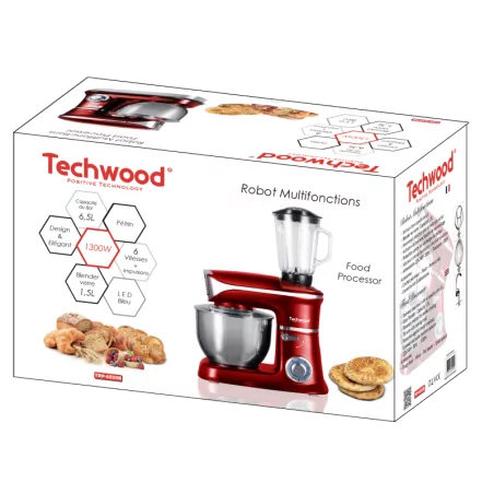 Petrin multifonctions Techwood TRP-6505B -1300W-rouge 2