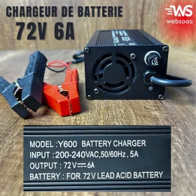 Chargeur de Batterie Y600 - 72V 6A, Compatible Batteries Plomb-Acide, Recharge Rapide