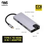 Adaptateur Multiport USB-C 8 en 1 - HDMI 4K, VGA, HDTV, USB 3.0, Lecteur SD/TF, RJ45