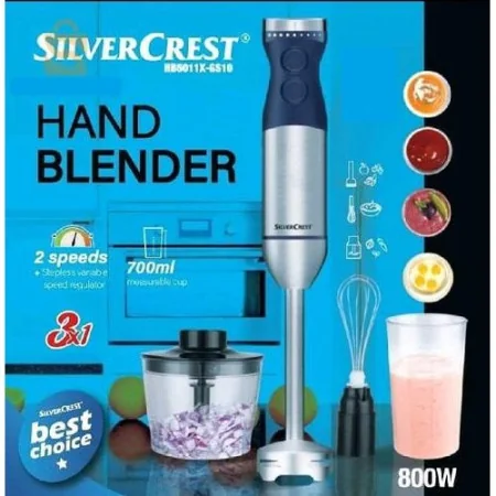 Mixeur Bras Multifonction 3 en 1 SilverCrest 800W - Modèle HB5011Y-GS10 - Inox et Noir